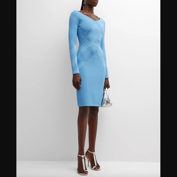 $1890 Burberry Blue Bandage Slim Fit Bodycon Orietta Mini Dress size XXS - Picture 1 of 13